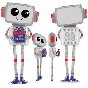 Betallic Foil Shape Balloon - 5 FT Robot “Happy Birthday” - NEWNo helium needed